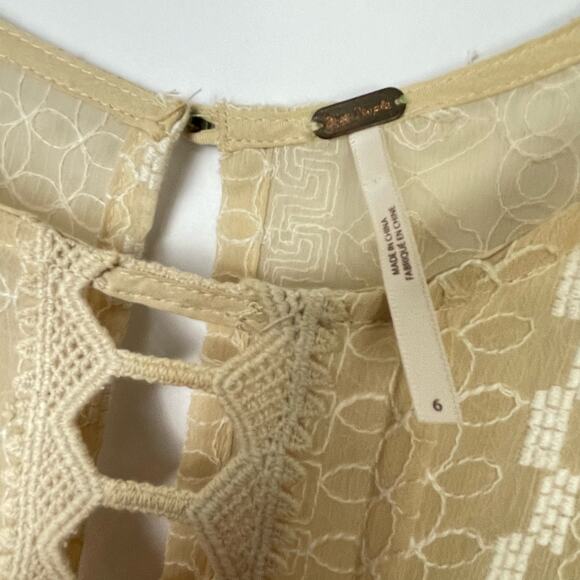 Free People | Wherever You Go Tan Embroidered Crochet Fit & Flare Mini Dress - Picture 8 of 10